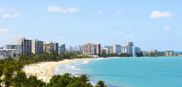 Beach and hotels in San Juan Puerto Rico.