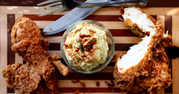 Southern fried chicken with potato salad